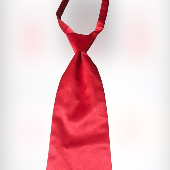 Beautiful Bright Red Satin Formal Windsor Tie w/Adjustable Neckband-Fit Any Size - Picture 6 of 6